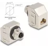 Delock M12 adaptér X-kódovaný 8-pólový konektor samica na RJ45 konektor samica Cat.6A STP kovový 60685