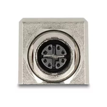 Delock M12 adaptér X-kódovaný 8 Pin konektor samica na RJ45 konektor samica Cat.6A STP tienený rovný