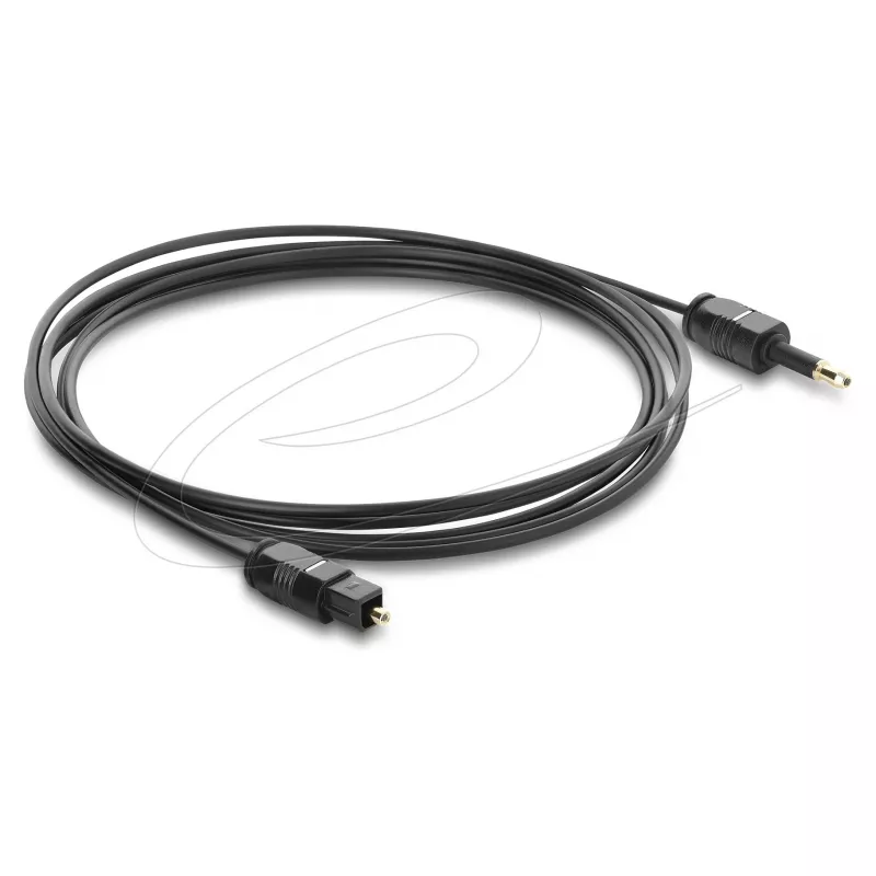 Delock optický audio kábel – Mini TOSLINK 3.5mm na TOSLINK, 2m, čierny