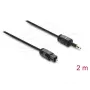 Delock optický audio kábel – Mini TOSLINK 3.5mm na TOSLINK, 2m, čierny