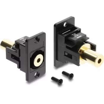Delock panelová montáž 3,5 mm 4-pin konektor samica na konektor samica jack spojka, pozlátená, čierna 91223