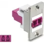 Delock panelová montáž LC duplex spojka, multimode OM4, strieborné puzdro, fialové konektory 91100