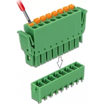 Delock sada PCB svorkovnice 8-pólová 3,81 mm rozteč vertikálna zelená (10 ks) 65974