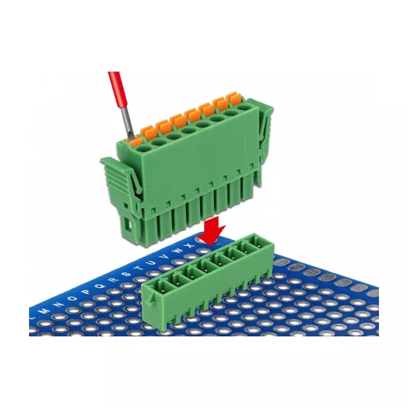 Delock sada PCB svorkovnice 8-pólová 3,81 mm rozteč vertikálna zelená (10 ks) 65974