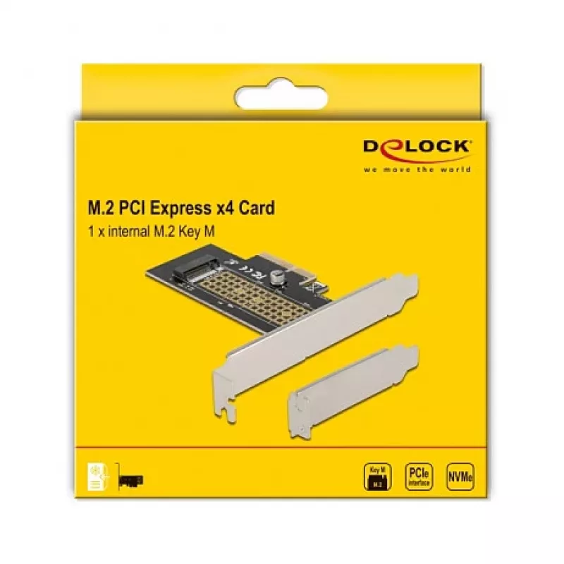 Delock PCI Express x4 karta na 1 x interný NVMe M.2 Key M 80 mm - Low Profile formát 90047