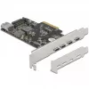Delock PCI Express x4 karta na 4 x USB Type-C + 1 x USB Type-A - SuperSpeed USB 10 Gbps - Low Profile formát, USB radič