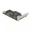 Delock PCI Express x4 karta na 4 x USB Type-C + 1 x USB Type-A - SuperSpeed USB 10 Gbps - Low Profile formát, USB radič