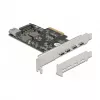 Delock PCI Express x4 karta na 4 x USB Type-C + 1 x USB Type-A - SuperSpeed USB 10 Gbps - Low Profile formát, USB radič