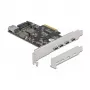 Delock PCI Express x4 karta na 4 x USB Type-C + 1 x USB Type-A - SuperSpeed USB 10 Gbps - Low Profile formát, USB radič