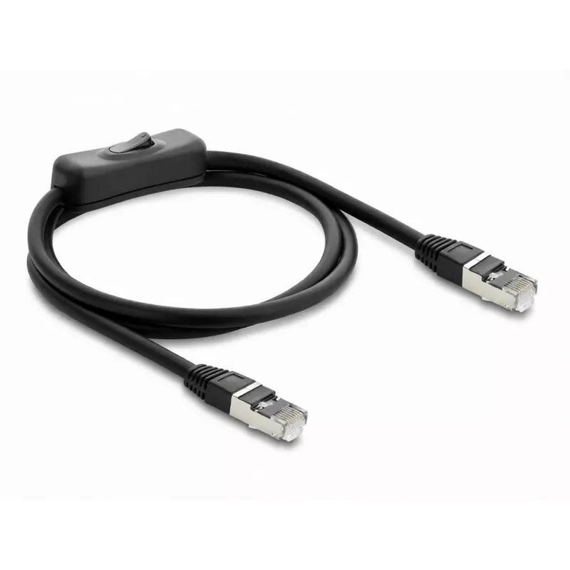 Delock RJ45 patch kábel Cat.6 F/UTP 1 m čierny s vypínačom