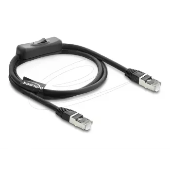 Delock RJ45 patch kábel Cat.6 F/UTP 1 m čierny s vypínačom