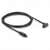 Delock TOSLINK kábel, 90° uhlový konektor na rovný konektor, priemer 4 mm, 2 m, čierny