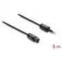 Delock TOSLINK kábel Mini TOSLINK 3,5 mm konektor samec na TOSLINK konektor samec, Ø 2,2 mm, 5 m, čierny