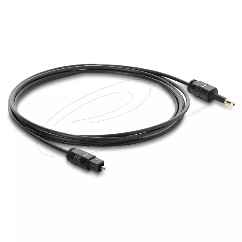 Delock TOSLINK kábel Mini TOSLINK 3,5-mm konektor samec na TOSLINK konektor samec, Ø 2,2 mm, 1,5 m, čierny