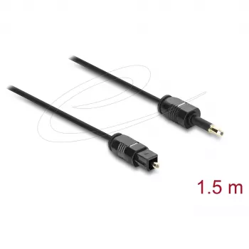 Delock TOSLINK kábel Mini TOSLINK 3,5-mm konektor samec na TOSLINK konektor samec, Ø 2,2 mm, 1,5 m, čierny