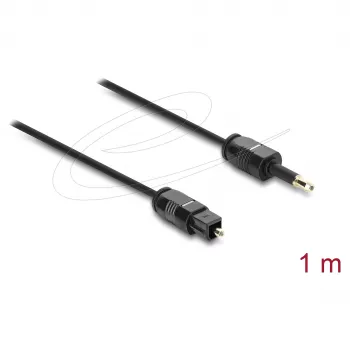 Delock TOSLINK kábel Mini TOSLINK 3,5-mm konektor samec na TOSLINK konektor samec, Ø 2,2 mm, 1 m, čierny