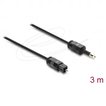 Delock TOSLINK kábel Mini TOSLINK 3,5-mm konektor samec na TOSLINK konektor samec, Ø 2,2 mm, 3 m, čierna