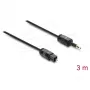 Delock TOSLINK kábel Mini TOSLINK 3,5-mm konektor samec na TOSLINK konektor samec, Ø 2,2 mm, 3 m, čierny