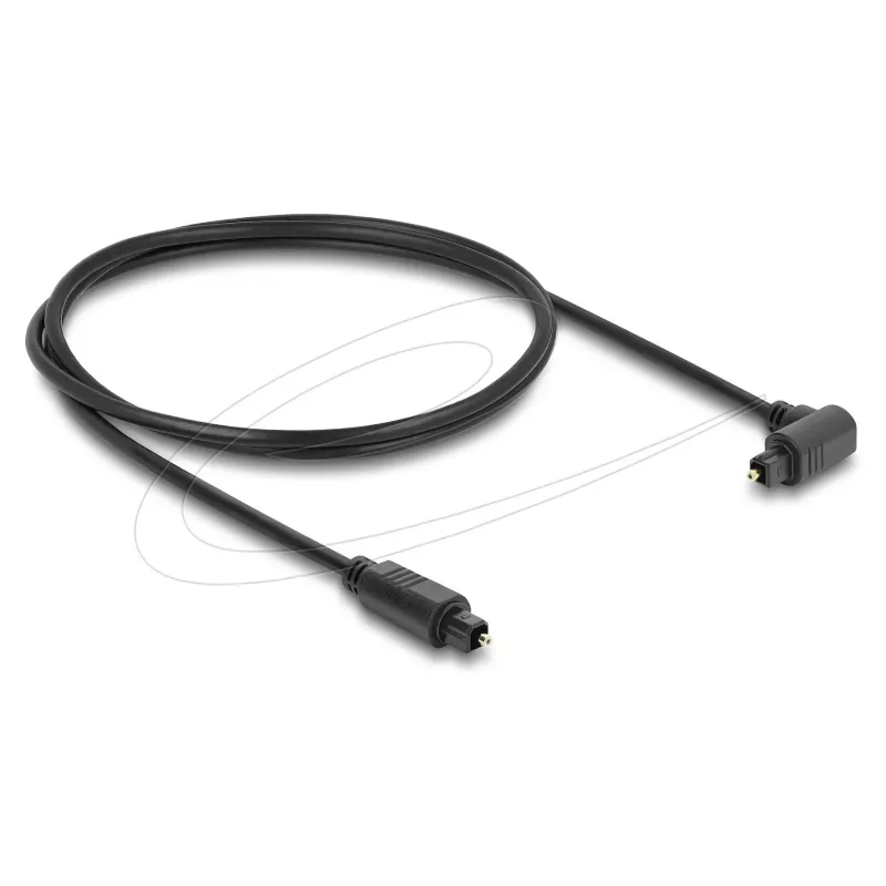 Delock TOSLINK optický audiokábel 1m - 90° zahnutý na rovný - 4mm - čierny