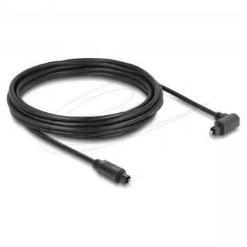 Delock TOSLINK optický audio kábel 5m, 90° zahnutý na rovný konektor, 4mm, čierny