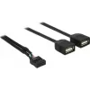 Delock USB 2.0 pin-header na 2 x Type-A konektor samica adaptérový kábel 40 cm 83823