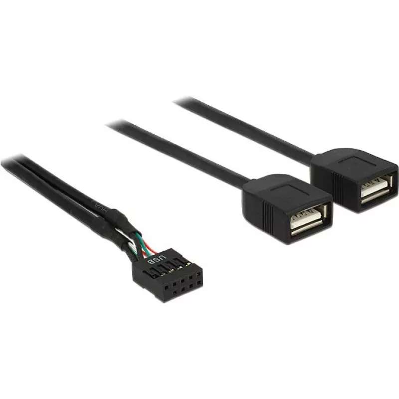 Delock USB 2.0 pin-header na 2 x Type-A konektor samica adaptérový kábel 40 cm 83823