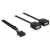 Delock USB 2.0 pin-header na 2 x Type-A konektor samica adaptérový kábel 40 cm 83823