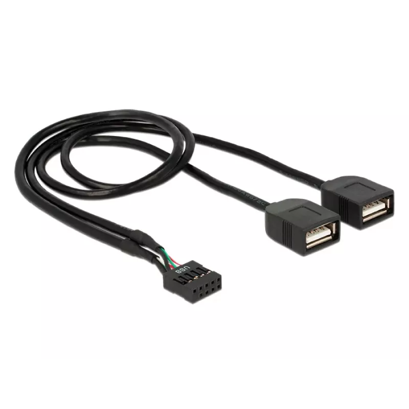 Delock USB 2.0 pin-header na 2 x Type-A konektor samica adaptérový kábel 40 cm 83823