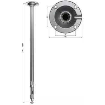 DELTA BR-60X120 teleskopický stropný držiak pre CCTV kamery, 710–1220 mm, biely