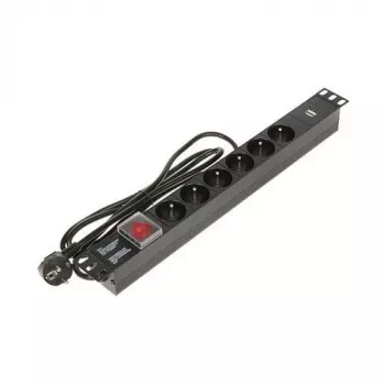 DELTA predlžovací kábel 6 zásuviek Schuko PD-6/R-USB