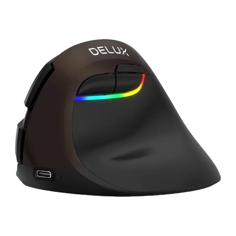 Delux M618 Mini Gold ergonomická myš - 2.4G / Bluetooth 5.0 / USB-C, 4000 DPI, pravácka vertikálna