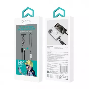 Devia 2-in-1 USB-C na Lightning kábel lanyard 1,2m 27W čierny