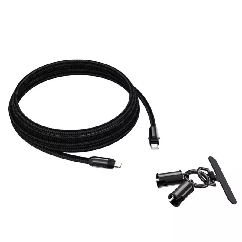 Devia 2-in-1 USB-C na Lightning kábel lanyard 1,2m 27W čierny