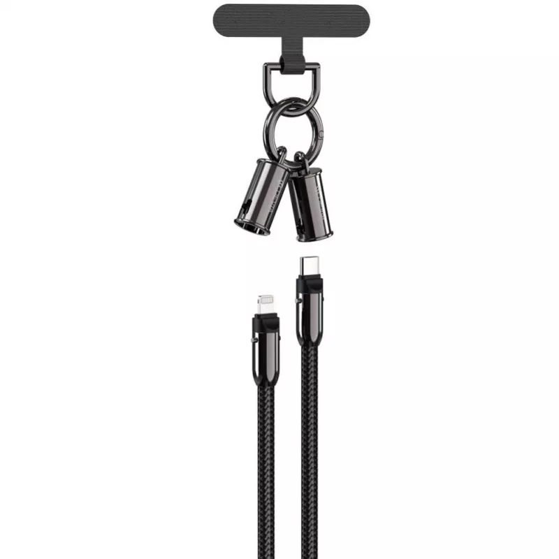 Devia 2-in-1 USB-C na Lightning kábel lanyard 1,2m 27W čierny