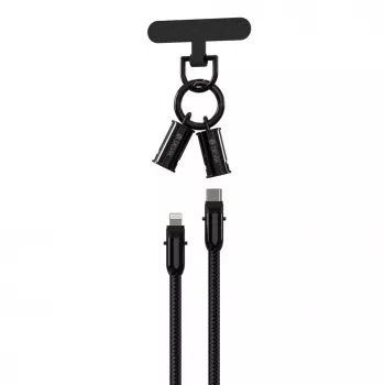 Devia 2-in-1 USB-C na Lightning kábel lanyard 1,2m 27W čierny