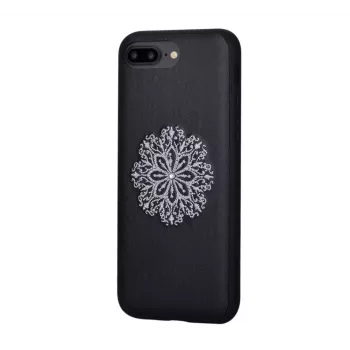 Devia Apple iPhone 7 Plus/8 Plus puzdro s kvetinovou výšivkou čierna