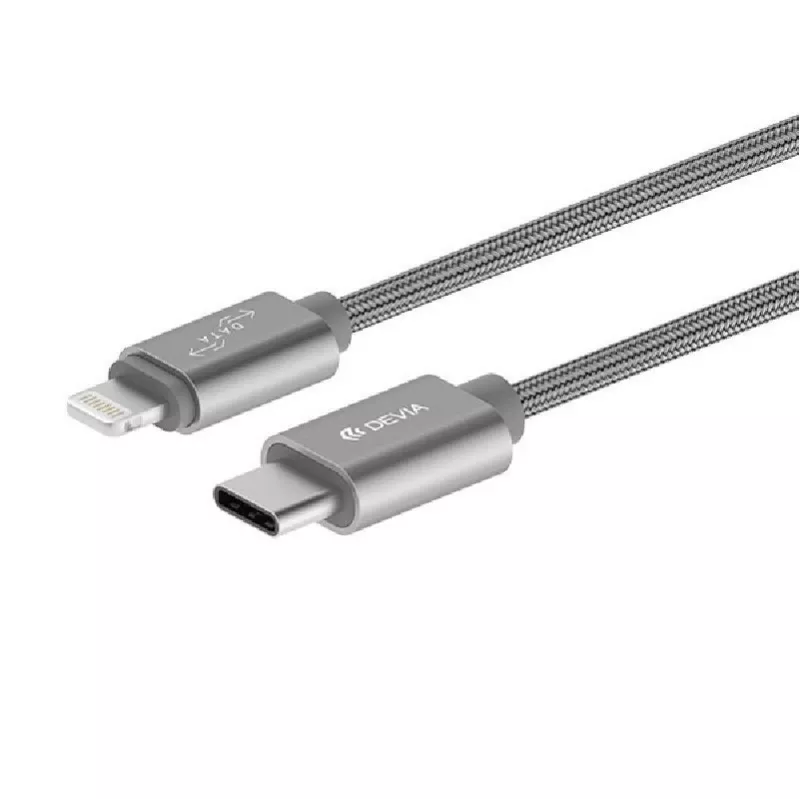 Devia Gracious USB-C na Lightning kábel 1m sivý