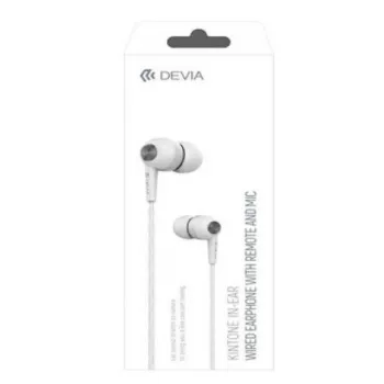 Devia Kintone káblové slúchadlá s 3,5 mm jack konektorom, biela
