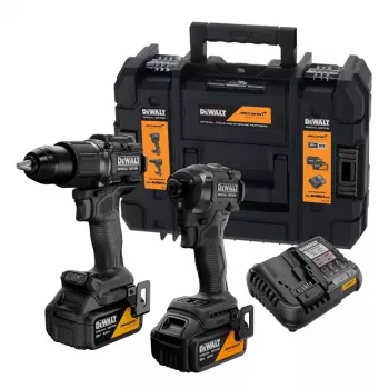 DEWALT DCK2222MM2T-QW 18V XR bezkefový Twin Pack kombinovaná vŕtačka a rázový uťahovák so 2x4.0Ah batériami, nabíjačka, kufor TSTAK II