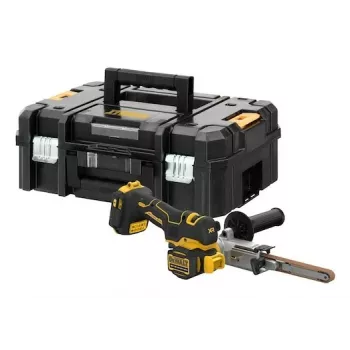 DEWALT DCM200NT-XJ 18V XR akumulátorová pásová brúska, 75x457 mm, bezkartáčový motor, variabilné otáčky, čierna/žltá