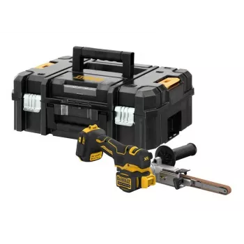 DEWALT DCM200NT-XJ 18V XR akumulátorová pásová brúska, 75x457 mm, bezkartáčový motor, variabilné otáčky, čierna/žltá