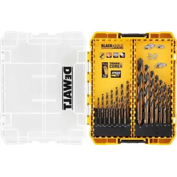 DEWALT DT70755-QZ sada vrtákov do kovu HSS-G, 10-dielna, 1/4 inch šesťhranná stopka, 135° uhol hrotu, DIN 338, TSTAK Tough Case