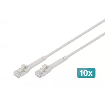 DIGITUS CAT 6A F/FTP uhlový RJ-45 patch kábel, meď, 0,3 m, sivá, 10-kusové balenie