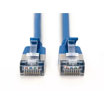 DIGITUS CAT 6A F/FTP Slim patch kábel, 1 m, modrý, 10 ks, LSZH, RJ45