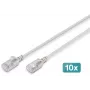 DIGITUS CAT 6A F-FTP Slim patch kábel, 1 m, sivý, balenie 10 ks, LSZH, 10Gbps