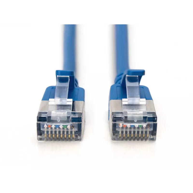 DIGITUS CAT 6A F/FTP Slim Patch kábel, 2 m, modrý, balenie 10 ks