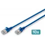 DIGITUS CAT 6A F/FTP Slim Patch kábel, 2 m, modrý, balenie 10 ks