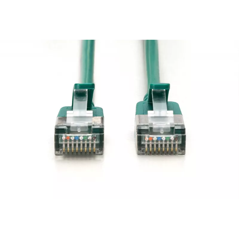 DIGITUS CAT 6A F/FTP Slim-Patchkabel, 5 m, zelená, 10er-Pack, LSZH, 10GBase-T, Snagless, PoE++