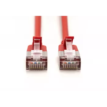 DIGITUS CAT 6A F-FTP Slim patch kábel, 5 m, červený, balenie 10 ks