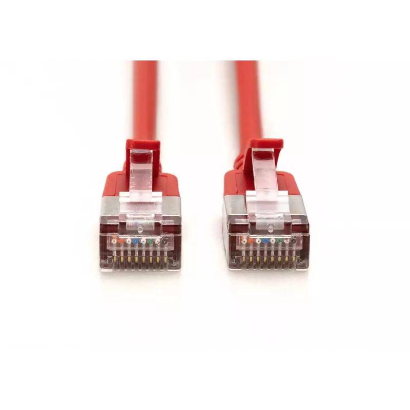 DIGITUS CAT 6A F-FTP Slim patch kábel, 5 m, červený, balenie 10 ks